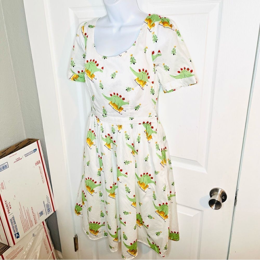 ModCloth White Midi Dress with Green and Yellow Floral Print - Picture 4 of 9